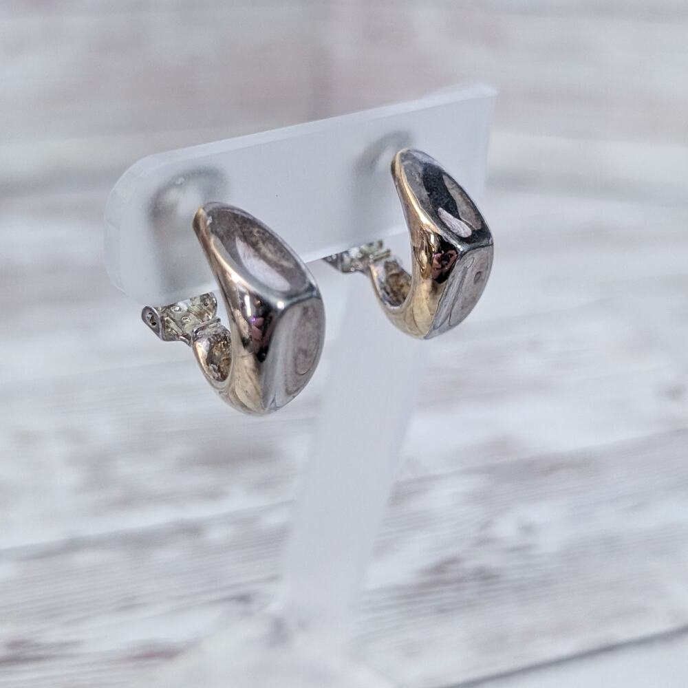 Vintage Clip On Earrings Unusual Shape - Heavy Tarnish